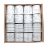 S&W Christmas Wired Ribbon(6.3CM*3YDS) collection in a box featuring silver and white designs.